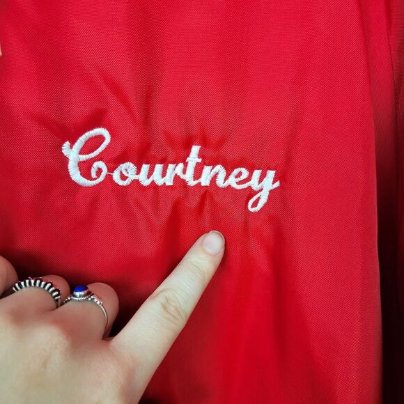 Vintage 90s Red High School Poms Pullover Hooded Jacket - Picture 6 of 8